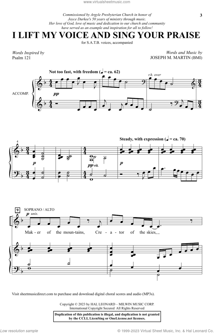 I Lift My Voice And Sing Your Praise sheet music for choir (SATB: soprano, alto, tenor, bass) by Joseph M. Martin, intermediate skill level