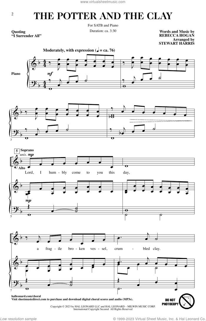 The Potter And The Clay (arr. Stewart Harris) sheet music for choir (SATB: soprano, alto, tenor, bass) by Rebecca Hogan and Stewart Harris, intermediate skill level