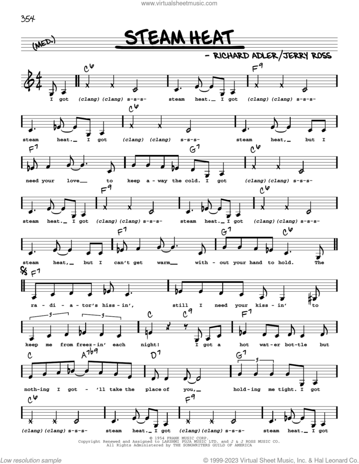 Steam Heat (Low Voice) sheet music for voice and other instruments (low voice) by Jerry Ross and Richard Adler, intermediate skill level