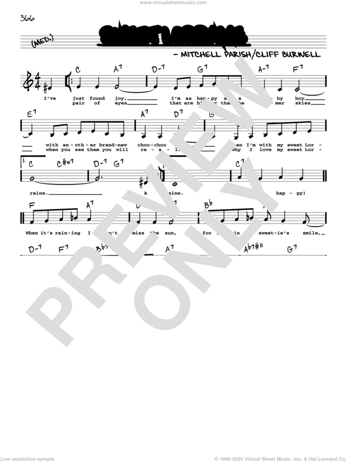 Sweet Lorraine (Low Voice) sheet music for voice and other instruments (low voice) by Mitchell Parish and Cliff Burwell, intermediate skill level