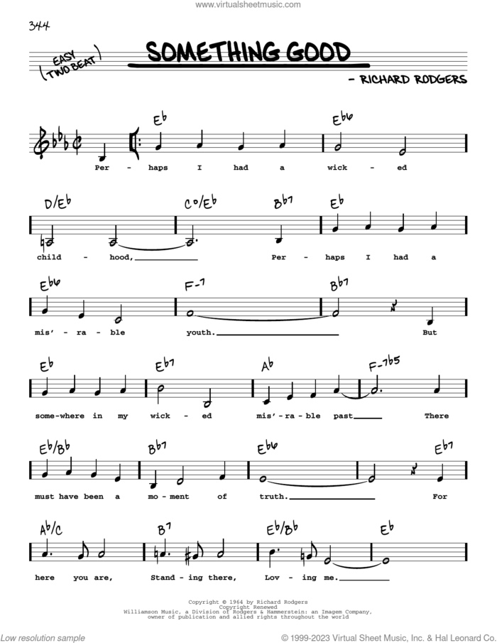 Something Good (from The Sound Of Music) (Low Voice) sheet music for voice and other instruments (low voice) by Richard Rodgers, intermediate skill level