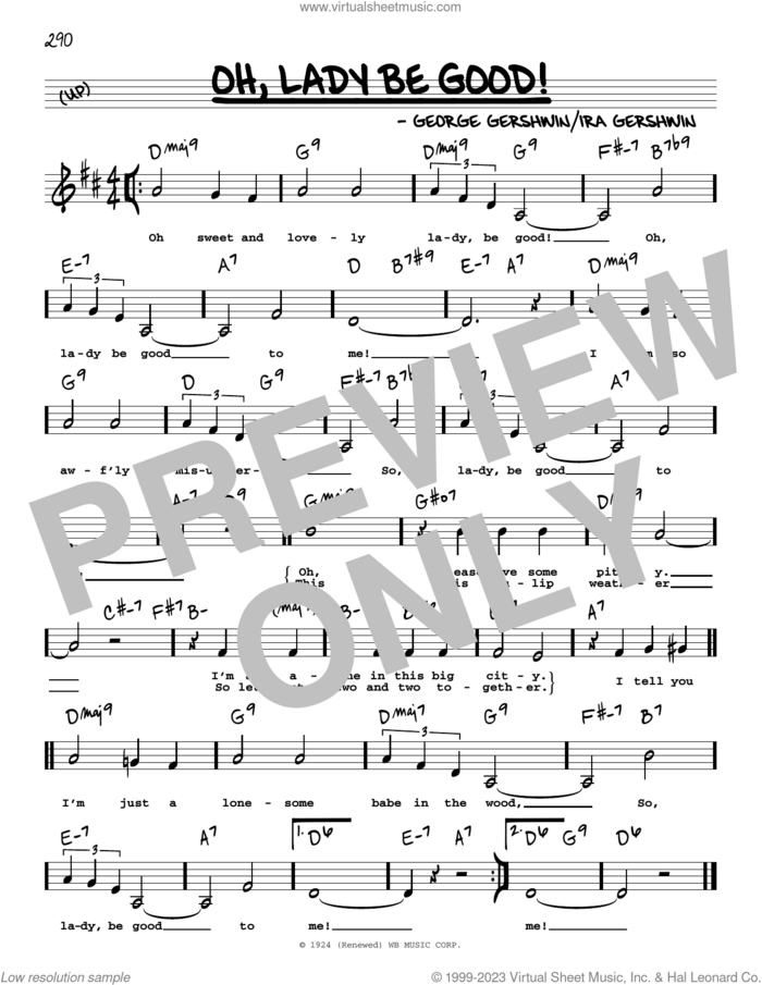 Oh, Lady Be Good! (Low Voice) sheet music for voice and other instruments (low voice) by George Gershwin and Ira Gershwin, intermediate skill level