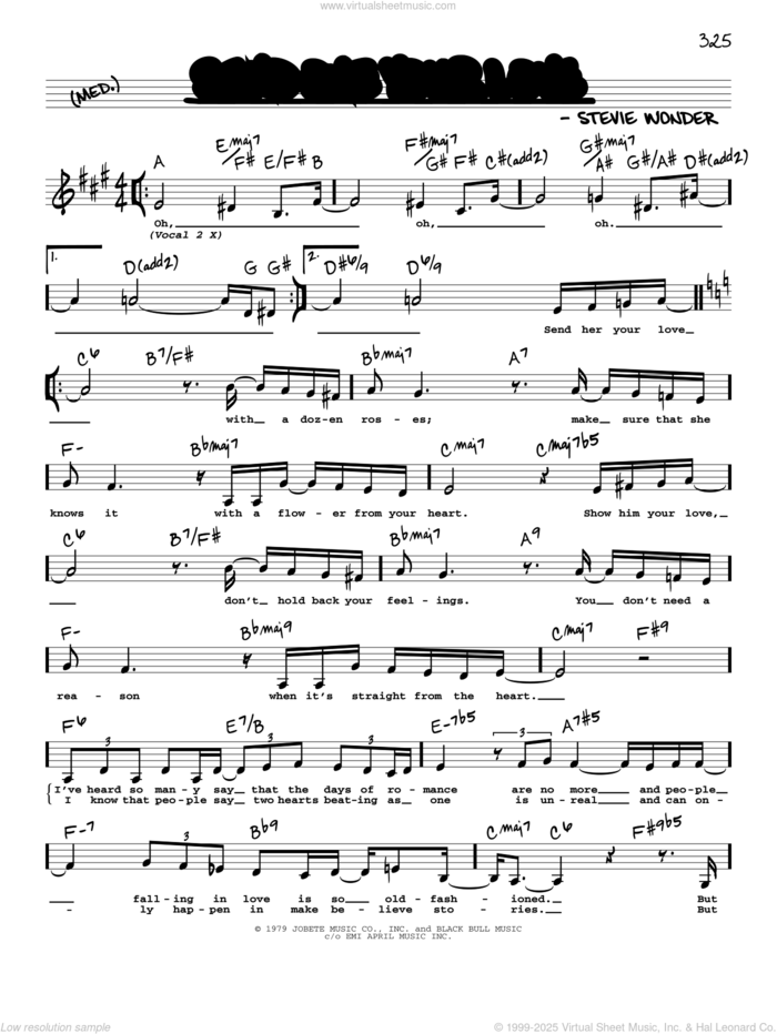 Send One Your Love (Low Voice) sheet music for voice and other instruments (low voice) by Stevie Wonder, intermediate skill level