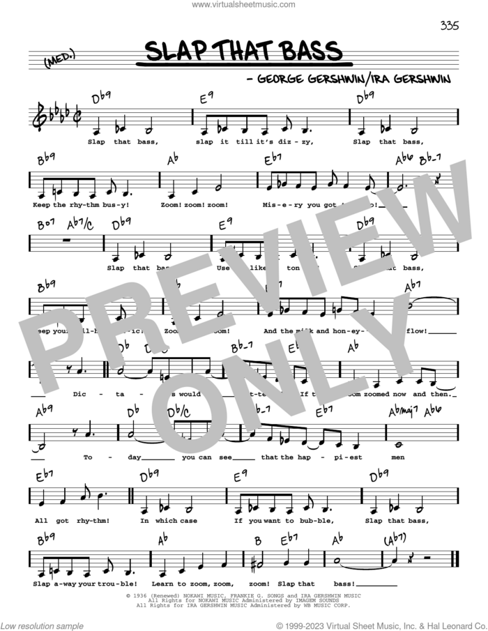 Slap That Bass (Low Voice) sheet music for voice and other instruments (low voice) by George Gershwin and Ira Gershwin, intermediate skill level