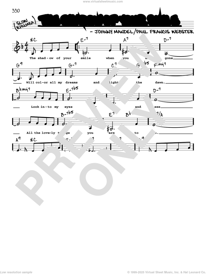 The Shadow Of Your Smile (Low Voice) sheet music for voice and other instruments (low voice) by Paul Francis Webster, Johnny Mandel and Johnny Mandel and Paul Francis Webster, intermediate skill level