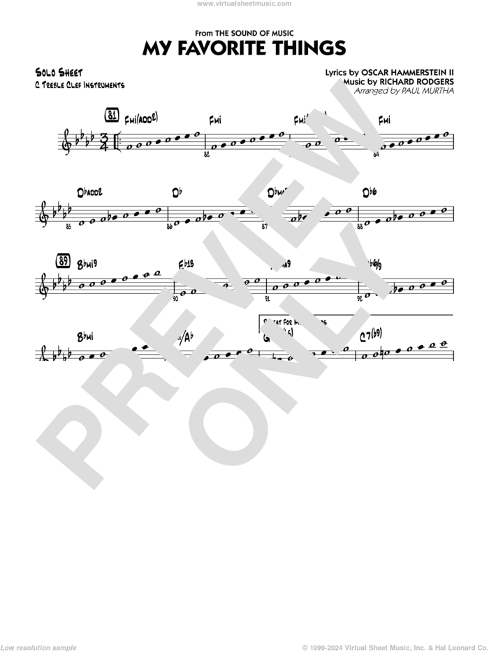 My Favorite Things sheet music for jazz band (c solo sheet) by Richard Rodgers, Oscar II Hammerstein and Paul Murtha, intermediate jazz band (c sheet)