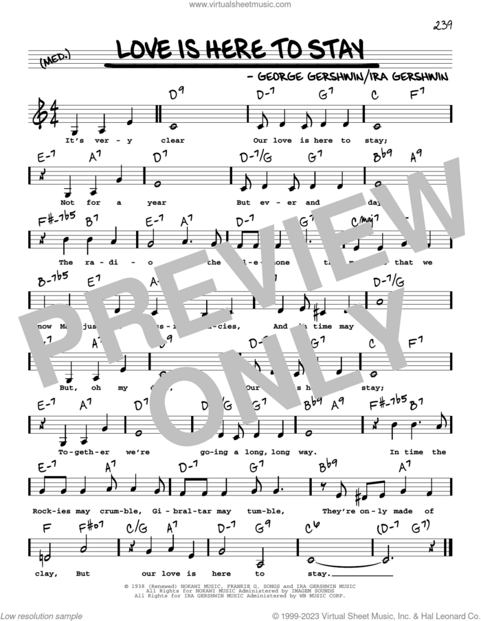 Love Is Here To Stay (Low Voice) sheet music for voice and other instruments (low voice) by George Gershwin & Ira Gershwin, George Gershwin and Ira Gershwin, intermediate skill level