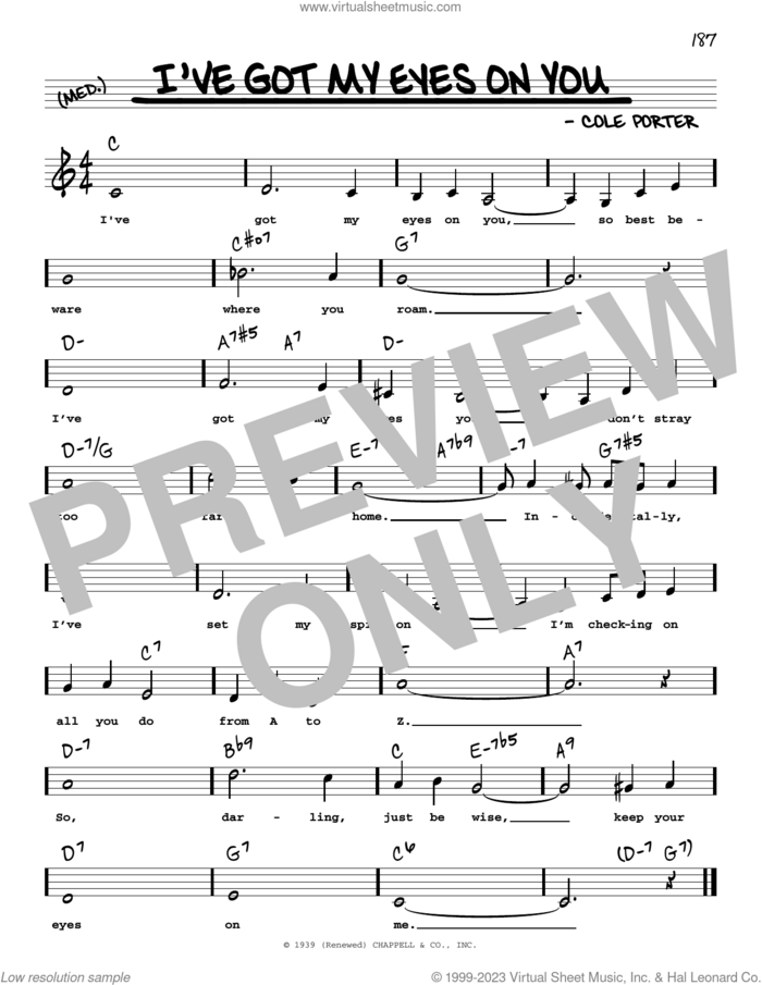 I've Got My Eyes On You (Low Voice) sheet music for voice and other instruments (low voice) by Cole Porter, intermediate skill level