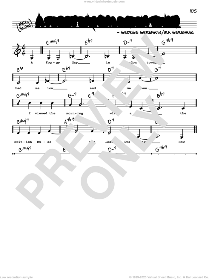 A Foggy Day (In London Town) (Low Voice) sheet music for voice and other instruments (low voice) by George Gershwin and Ira Gershwin, intermediate skill level