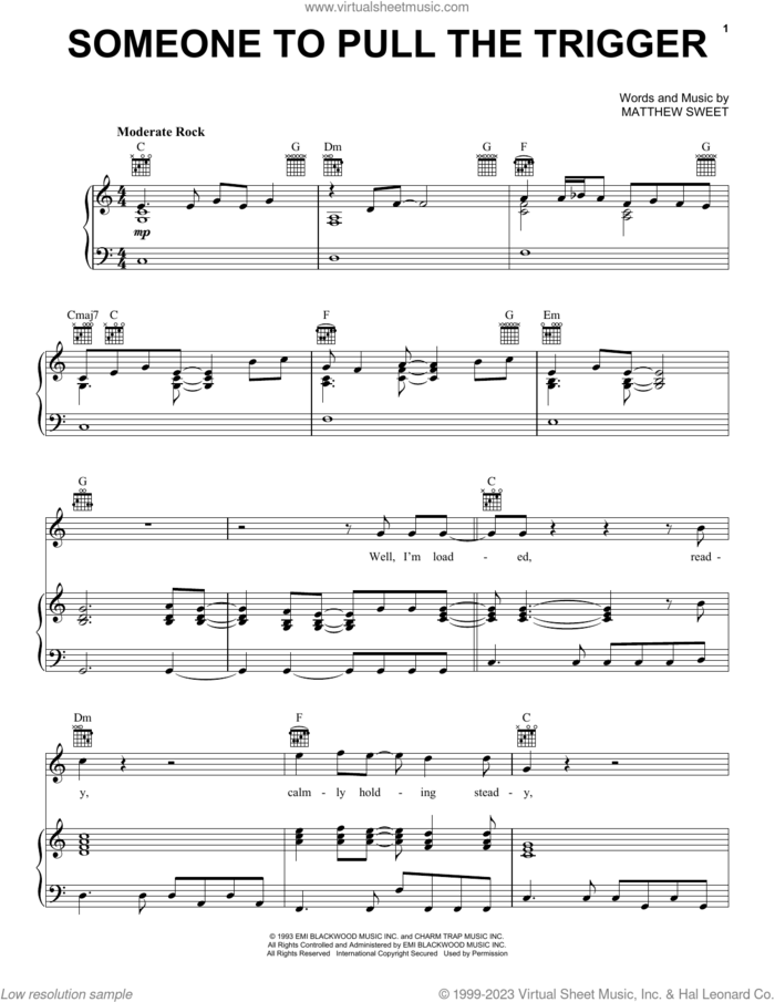 Someone To Pull The Trigger sheet music for voice, piano or guitar by Matthew Sweet, intermediate skill level