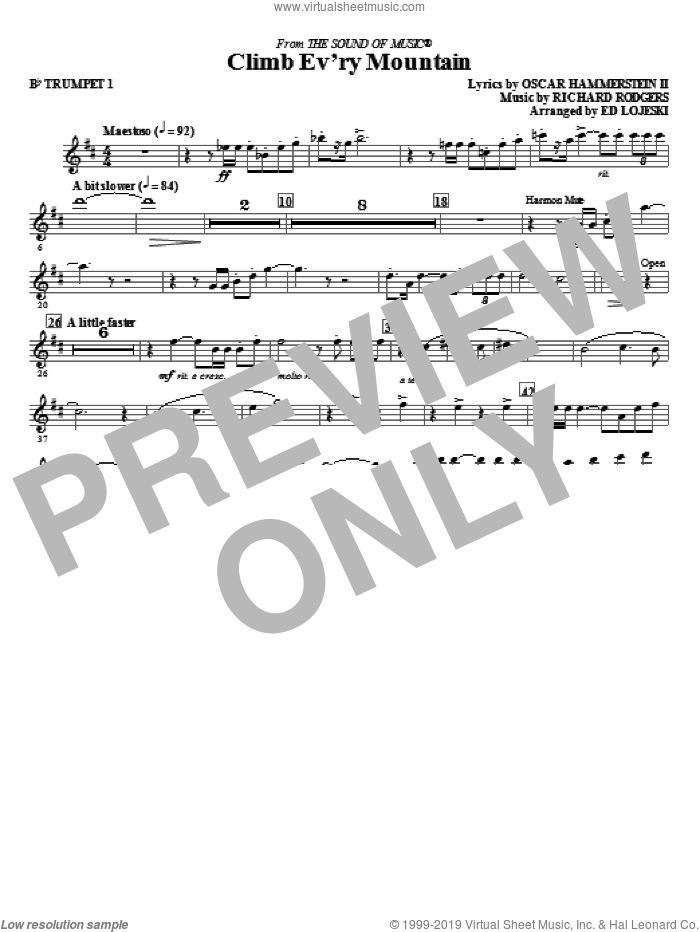 Climb Ev'ry Mountain (complete set of parts) sheet music for orchestra/band by Richard Rodgers, Ed Lojeski and Oscar II Hammerstein, intermediate skill level