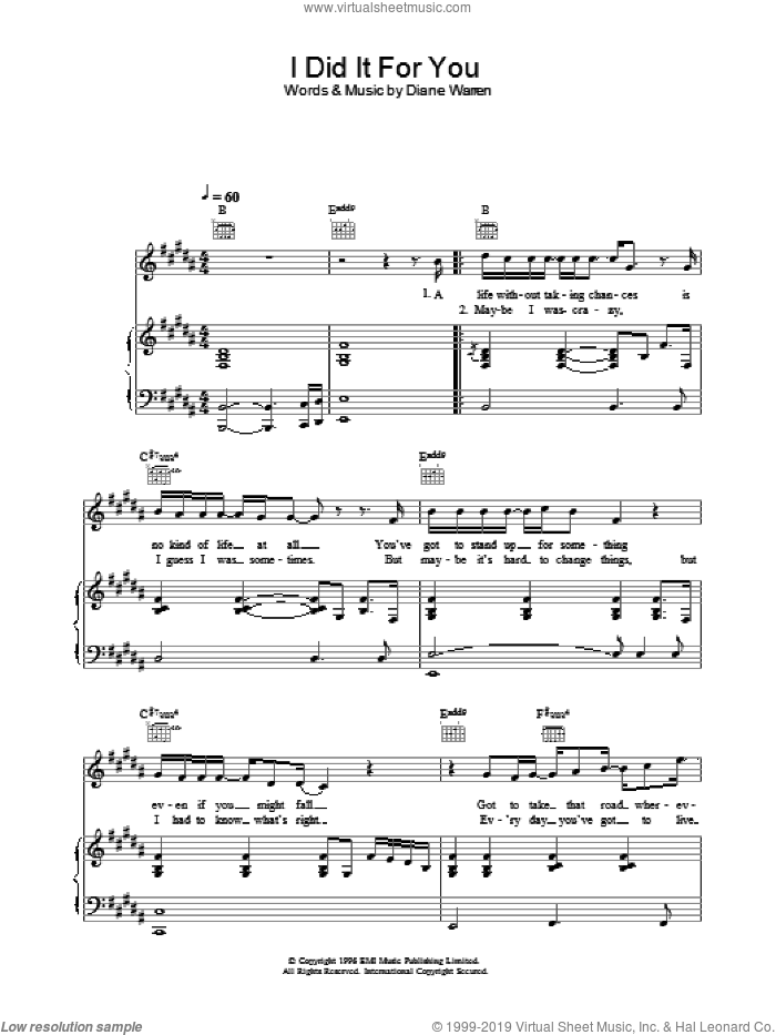 I Did It For You sheet music for voice, piano or guitar by Westlife, intermediate skill level