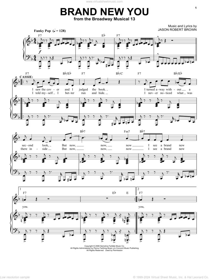 Brand New You (from 13: The Musical) sheet music for voice and piano by Jason Robert Brown and 13: The Musical, intermediate skill level