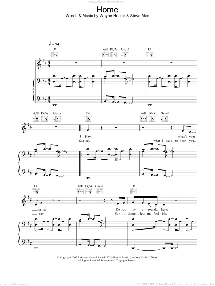 Home sheet music for voice, piano or guitar by Westlife, intermediate skill level