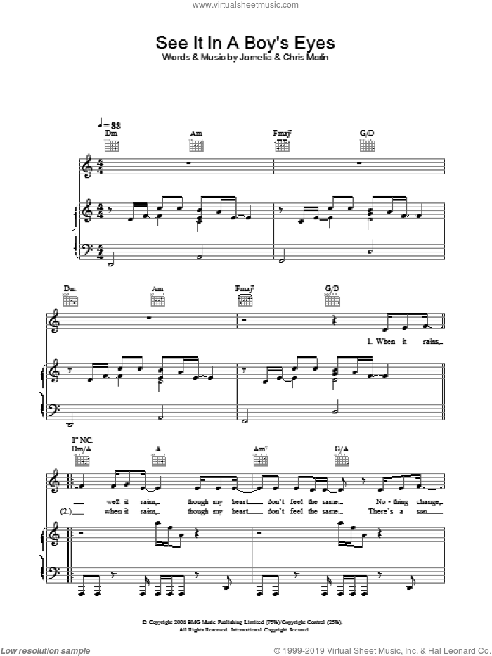 See It In A Boy's Eyes sheet music for voice, piano or guitar by Jamelia, intermediate skill level