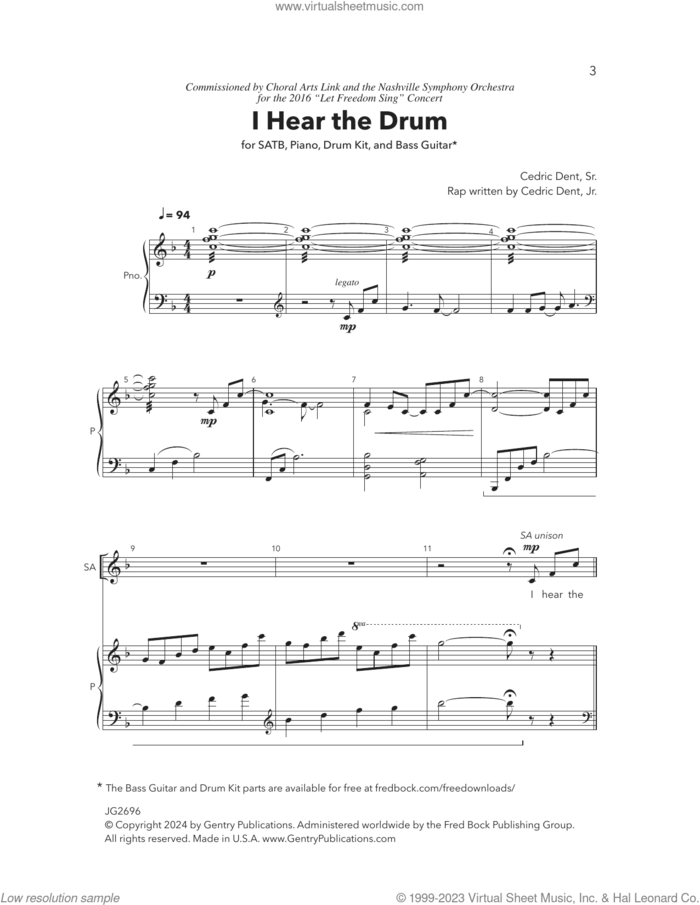 I Hear The Drum sheet music for choir (SATB: soprano, alto, tenor, bass) by Cedric Dent and Cedric Dent, Jr., intermediate skill level