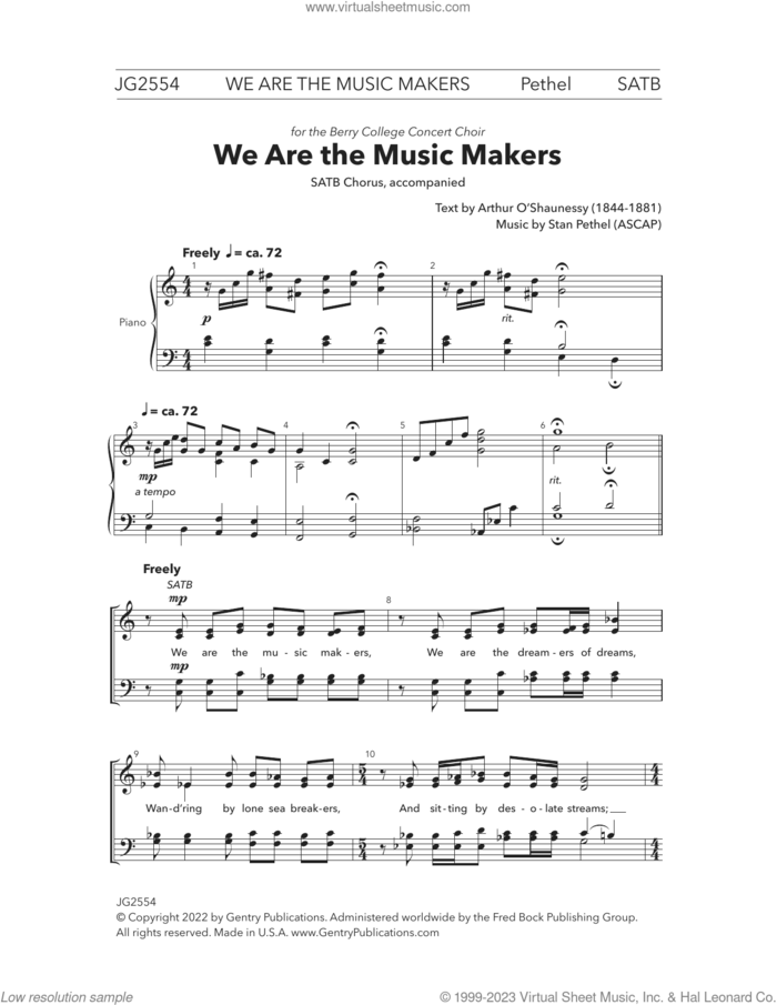 We Are The Music Makers sheet music for choir (SATB: soprano, alto, tenor, bass) by Stan Pethel, intermediate skill level