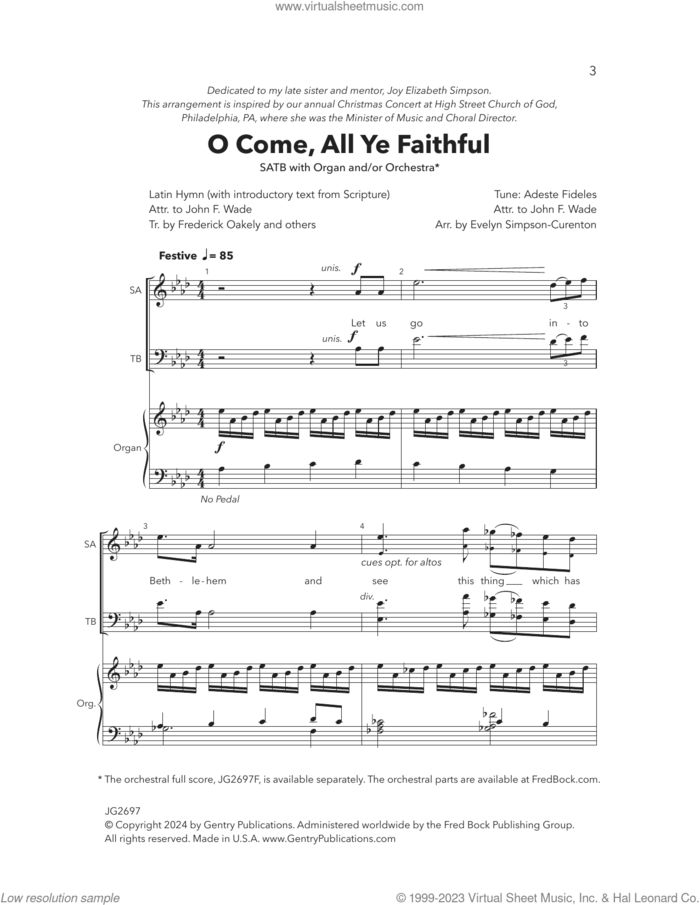 O Come All Ye Faithful sheet music for choir (SATB: soprano, alto, tenor, bass) by Evelyn Simpson-Curenton, intermediate skill level