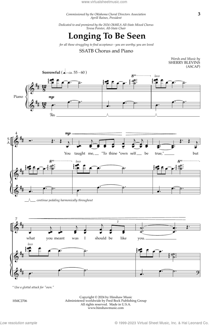 Longing To Be Seen sheet music for choir (SATB: soprano, alto, tenor, bass) by Sherry Blevins, intermediate skill level