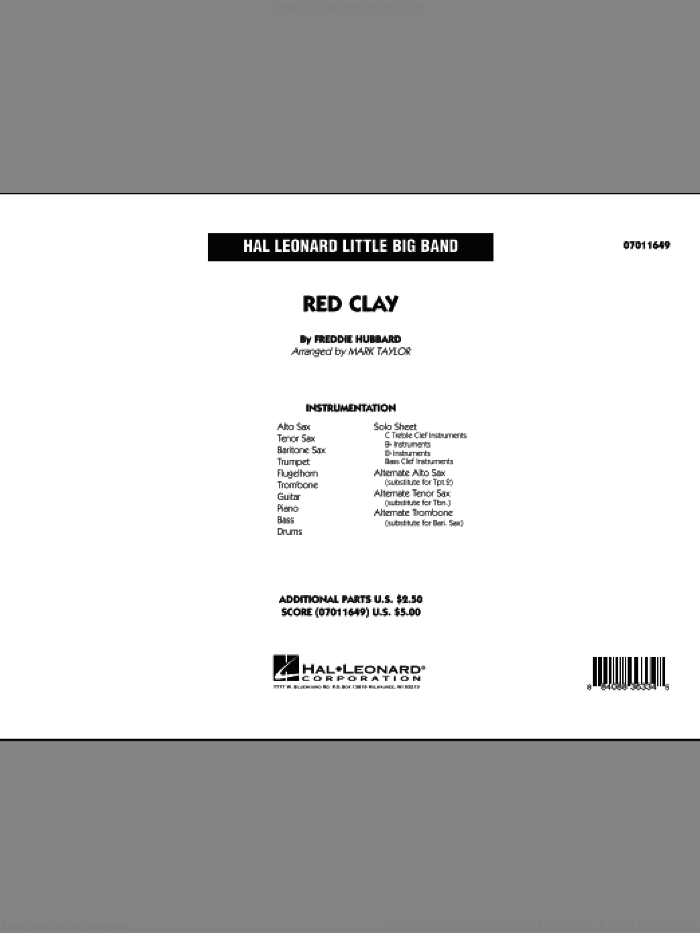 Red Clay sheet music for jazz band (full score) by Freddie Hubbard and Mark Taylor, intermediate skill level