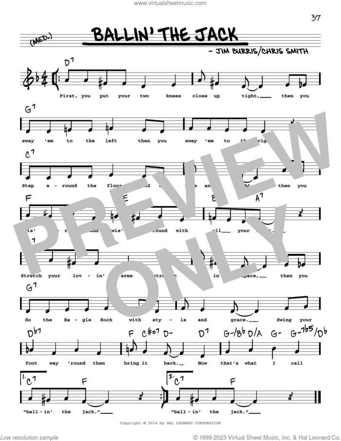 Ballin' The Jack (Low Voice) sheet music for voice and other instruments (low voice) by Chris Smith and Jim Burris, intermediate skill level