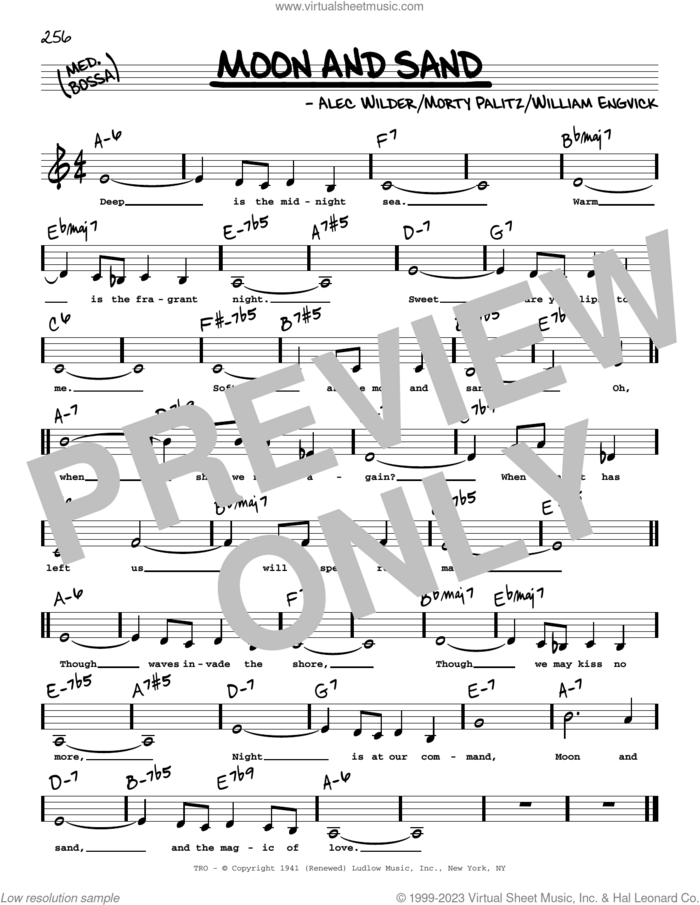 Moon And Sand (Low Voice) sheet music for voice and other instruments (low voice) by Alec Wilder, Morty Palitz and William Engvick, intermediate skill level