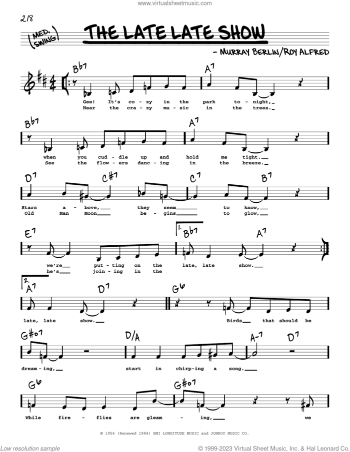 The Late Late Show (Low Voice) sheet music for voice and other instruments (low voice) by David Cavanaugh and Roy Alfred, intermediate skill level