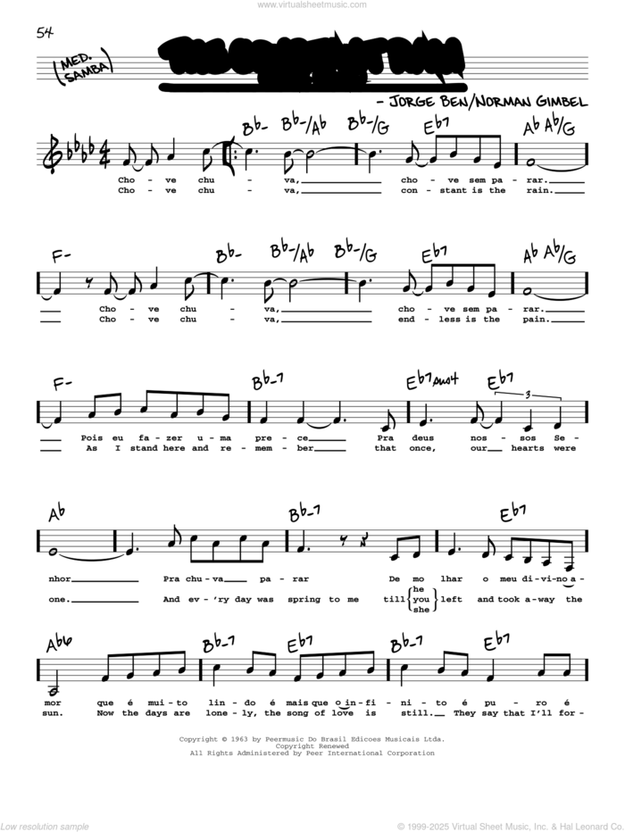 The Constant Rain (Chove Chuva) (Low Voice) sheet music for voice and other instruments (low voice) by Norman Gimbel and Jorge Ben, intermediate skill level