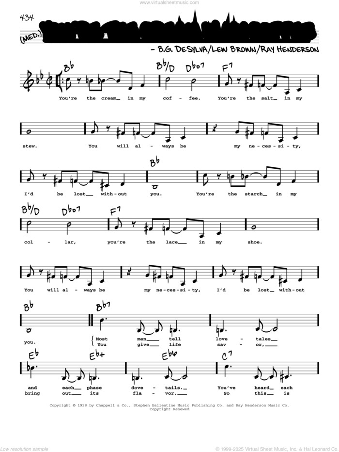 You're The Cream In My Coffee (Low Voice) sheet music for voice and other instruments (low voice) by Buddy DeSylva, Lew Brown and Ray Henderson, intermediate skill level