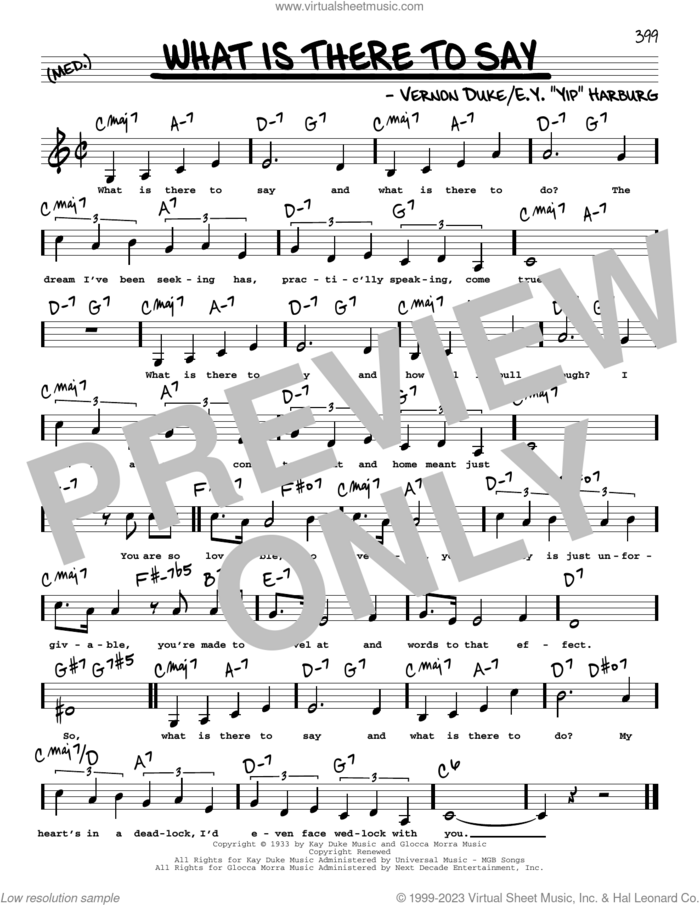 What Is There To Say (Low Voice) sheet music for voice and other instruments (low voice) by E.Y. Harburg and Vernon Duke, intermediate skill level