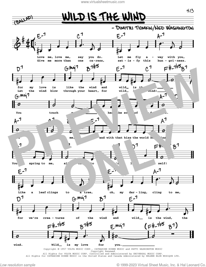 Wild Is The Wind (Low Voice) sheet music for voice and other instruments (low voice) by David Bowie, Dimitri Tiomkin and Ned Washington, intermediate skill level