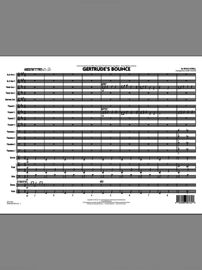 Gertrude's Bounce (COMPLETE) sheet music for jazz band by Mark Taylor and Bud Powell, intermediate skill level