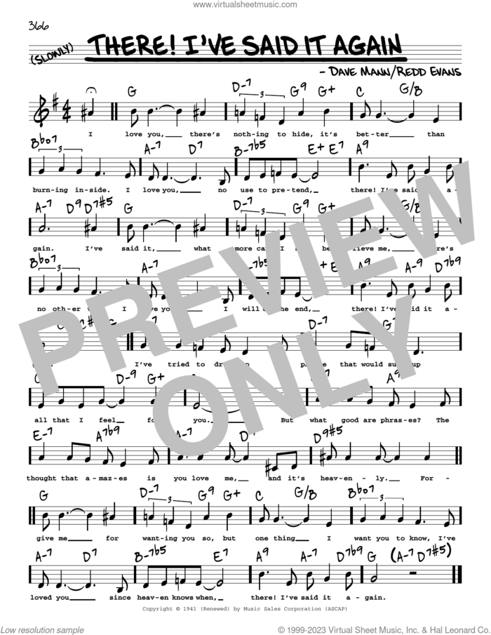 There! I've Said It Again (Low Voice) sheet music for voice and other instruments (low voice) by Dave Mann and Redd Evans, intermediate skill level