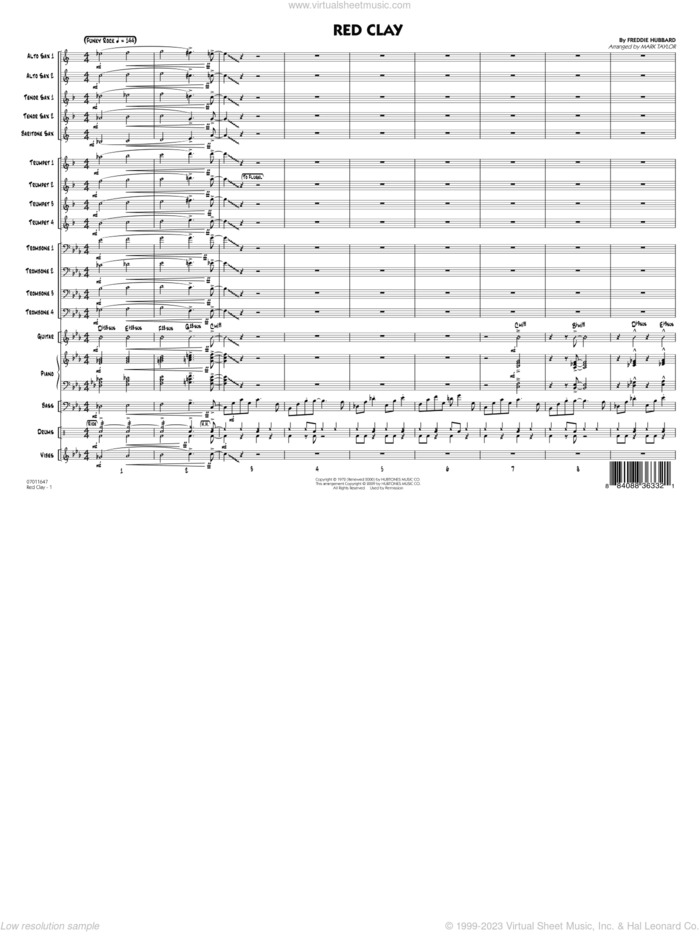 Red Clay, complete set of parts sheet music for jazz band (full score) by Freddie Hubbard and Mark Taylor, intermediate skill level