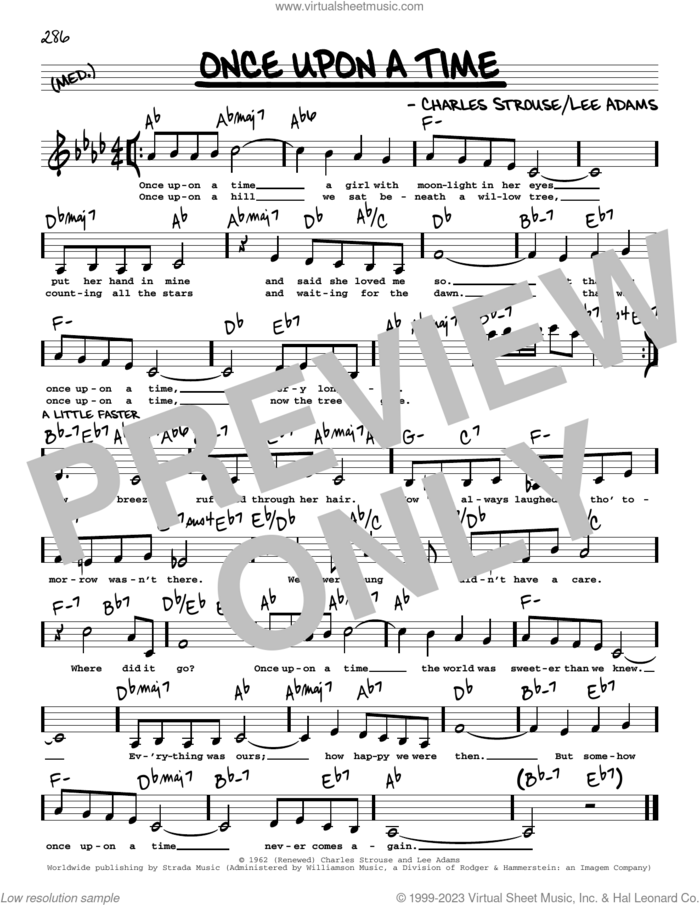 Once Upon A Time (Low Voice) sheet music for voice and other instruments (low voice) by Charles Strouse and Lee Adams, intermediate skill level