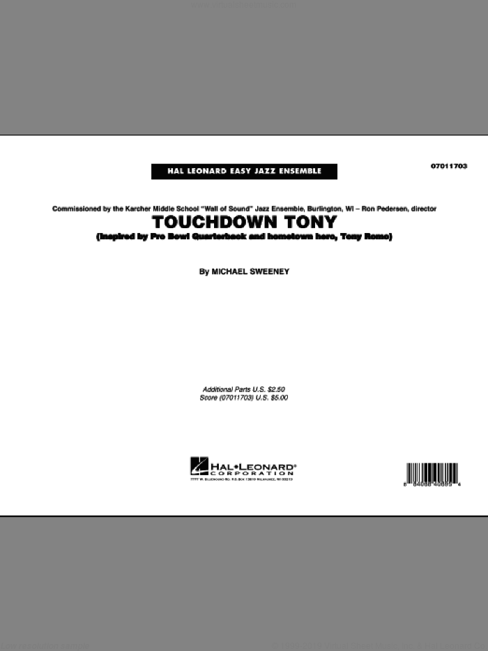 Touchdown Tony (COMPLETE) sheet music for jazz band by Michael Sweeney, intermediate skill level