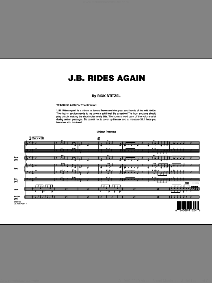 J.B. Rides Again (COMPLETE) sheet music for jazz band by Rick Stitzel, intermediate skill level