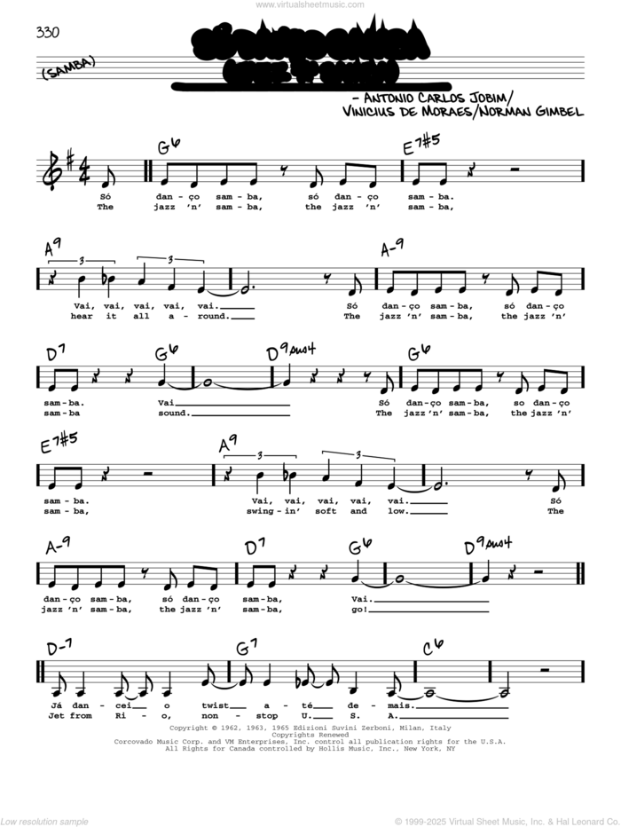 Jazz 'N' Samba (So Danco Samba) (Low Voice) sheet music for voice and other instruments (low voice) by Antonio Carlos Jobim, Norman Gimbel and Vinicius de Moraes, intermediate skill level