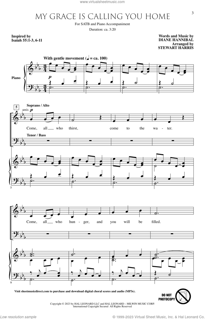 My Grace Is Calling You Home (arr. Stewart Harris) sheet music for choir (SATB: soprano, alto, tenor, bass) by Diane Hannibal and Stewart Harris, intermediate skill level