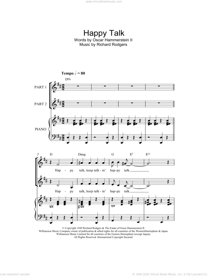 Happy Talk (from South Pacific) (arr. Rick Hein) sheet music for choir (2-Part) by Rodgers & Hammerstein, Rick Hein, Richard Rodgers and Oscar Hammerstein, intermediate duet