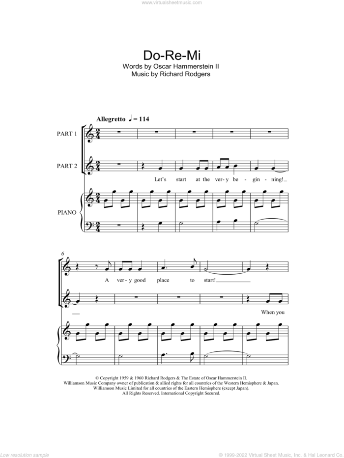 Do-Re-Mi (from The Sound of Music) (arr. Rick Hein) sheet music for choir (2-Part) by Rodgers & Hammerstein, Rick Hein, Oscar II Hammerstein and Richard Rodgers, intermediate duet