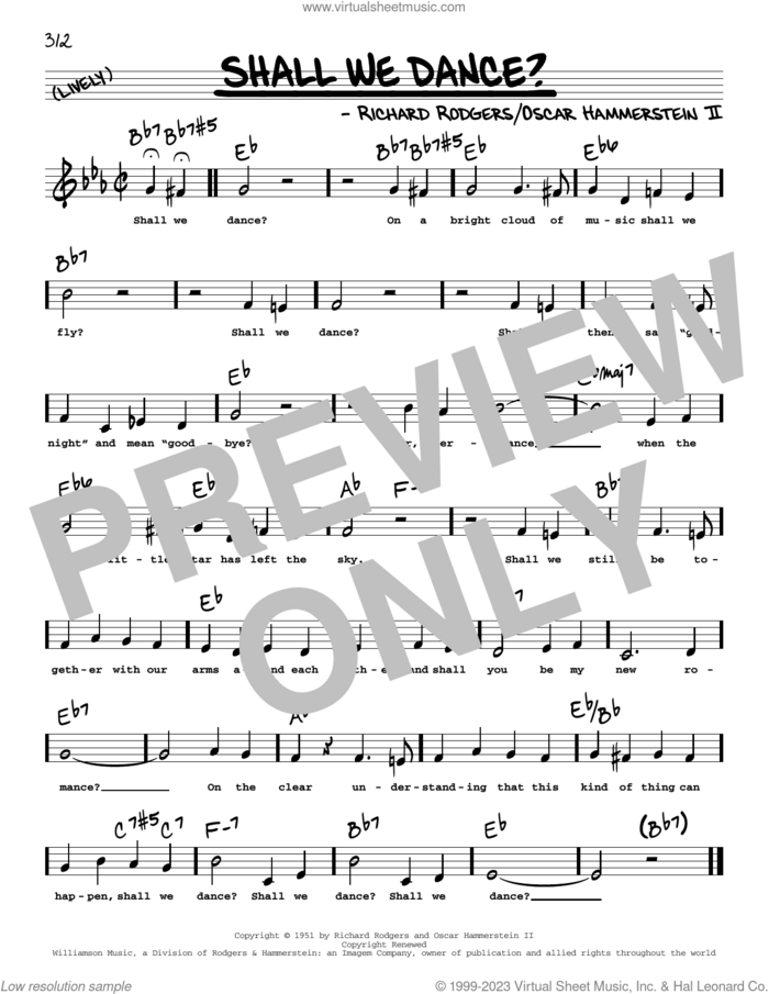 Shall We Dance? (Low Voice) sheet music for voice and other instruments (low voice) by Rodgers & Hammerstein, Oscar II Hammerstein and Richard Rodgers, intermediate skill level