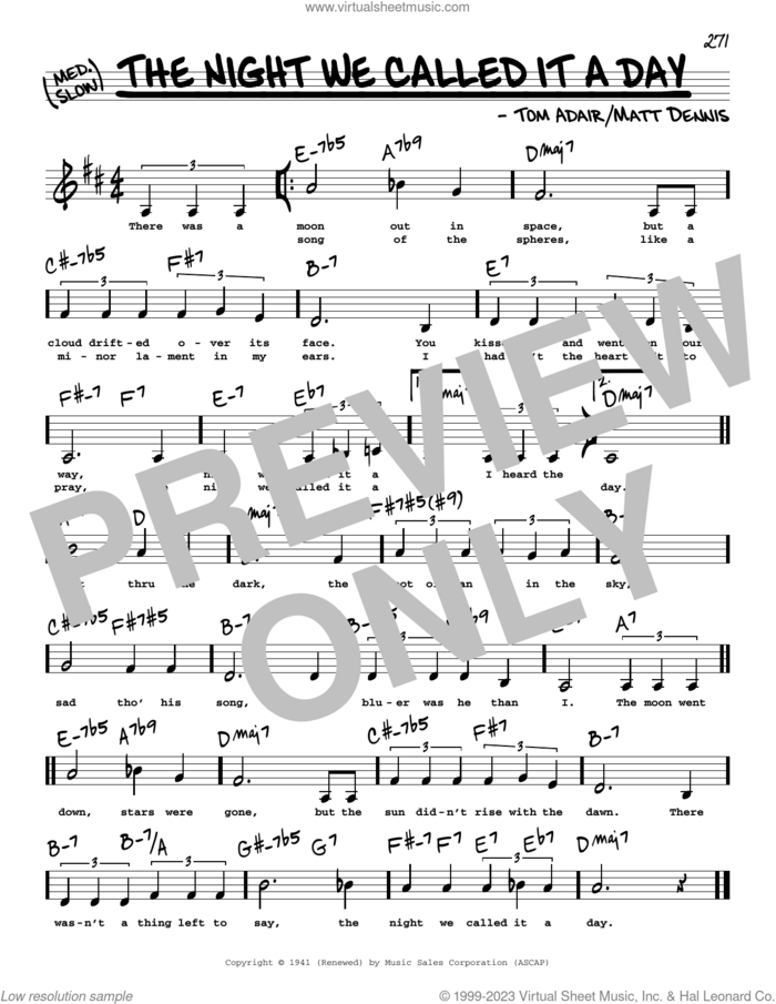 The Night We Called It A Day (Low Voice) sheet music for voice and other instruments (low voice) by Frank Sinatra, Matt Dennis and Tom Adair, intermediate skill level