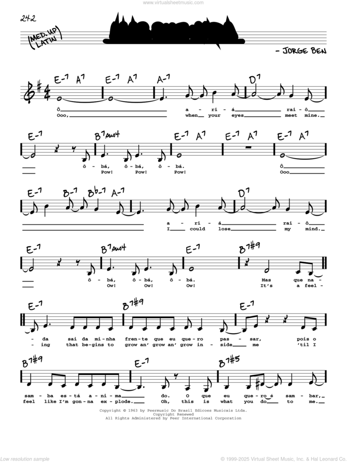 Mas Que Nada (Low Voice) sheet music for voice and other instruments (low voice) by Sergio Mendes and Jorge Ben, intermediate skill level