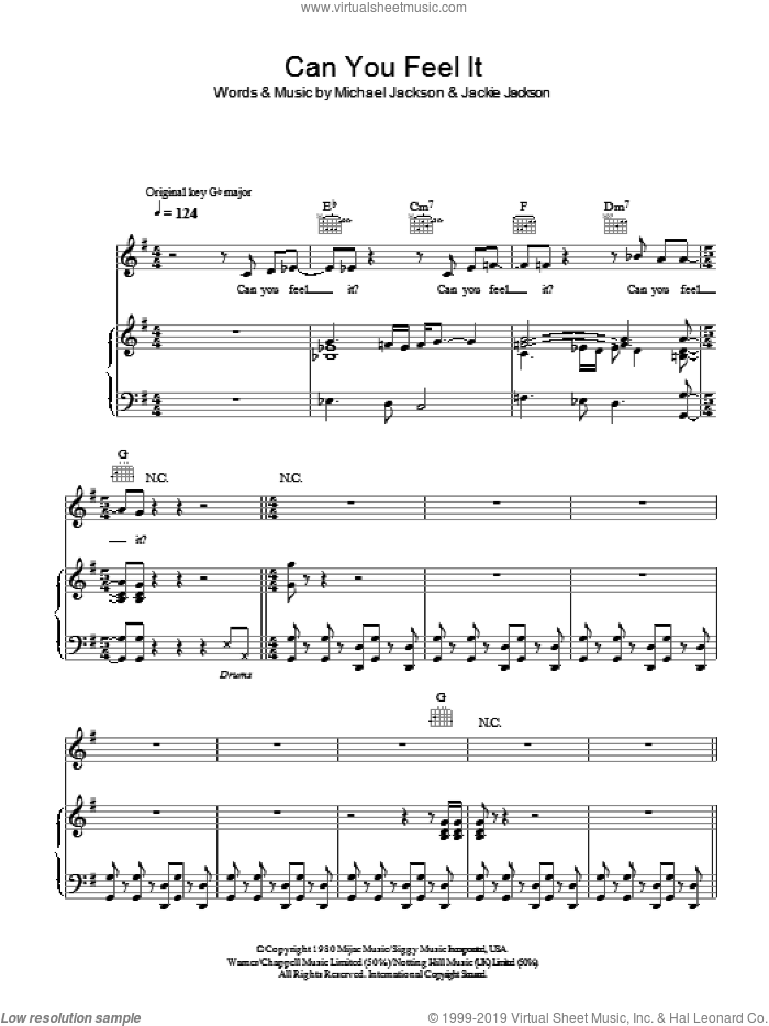Can You Feel It sheet music for voice, piano or guitar by The Jackson 5, Jackie Jackson and Michael Jackson, intermediate skill level