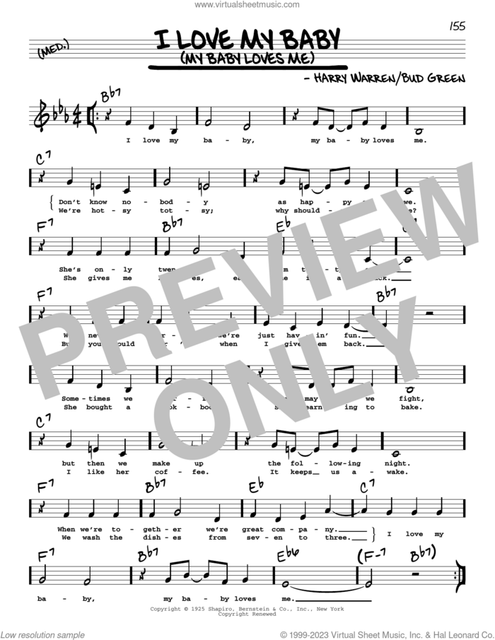 I Love My Baby (My Baby Loves Me) (Low Voice) sheet music for voice and other instruments (low voice) by Bud Green and Harry Warren, intermediate skill level