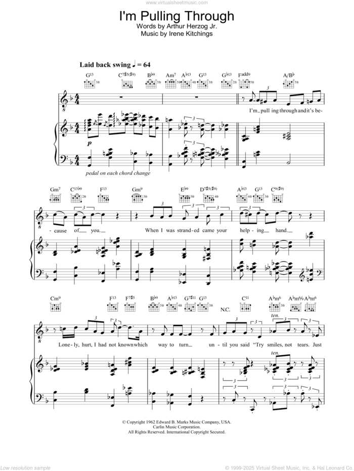 I'm Pulling Through sheet music for voice, piano or guitar by Diana Krall, intermediate skill level