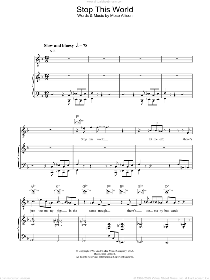 Stop This World sheet music for voice, piano or guitar by Diana Krall, intermediate skill level