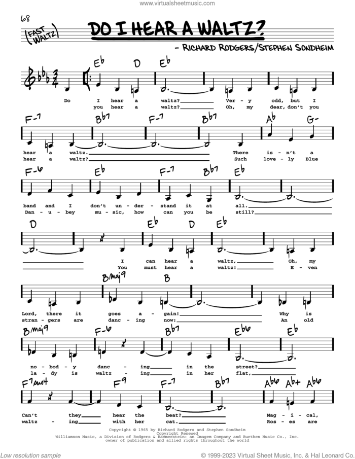 Do I Hear A Waltz? (Low Voice) sheet music for voice and other instruments (low voice) by Stephen Sondheim and Richard Rodgers, intermediate skill level