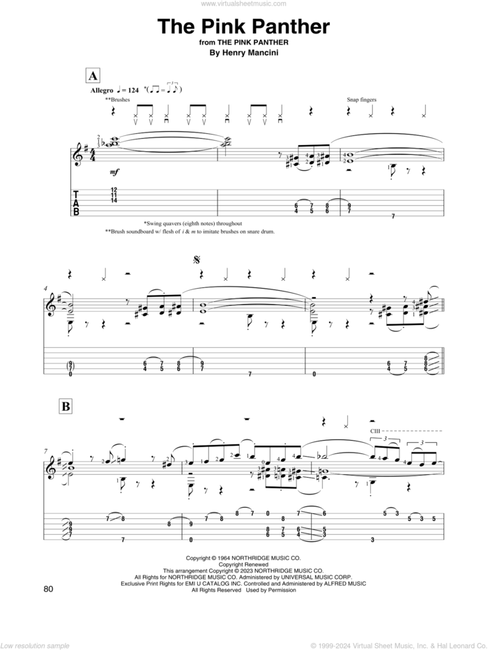 The Pink Panther (arr. David Jaggs) sheet music for guitar solo by Henry Mancini, intermediate skill level